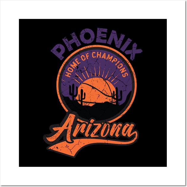 Vintage Phoenix Arizona City Valley Basketball Game Fans Wall Art by MintaApparel